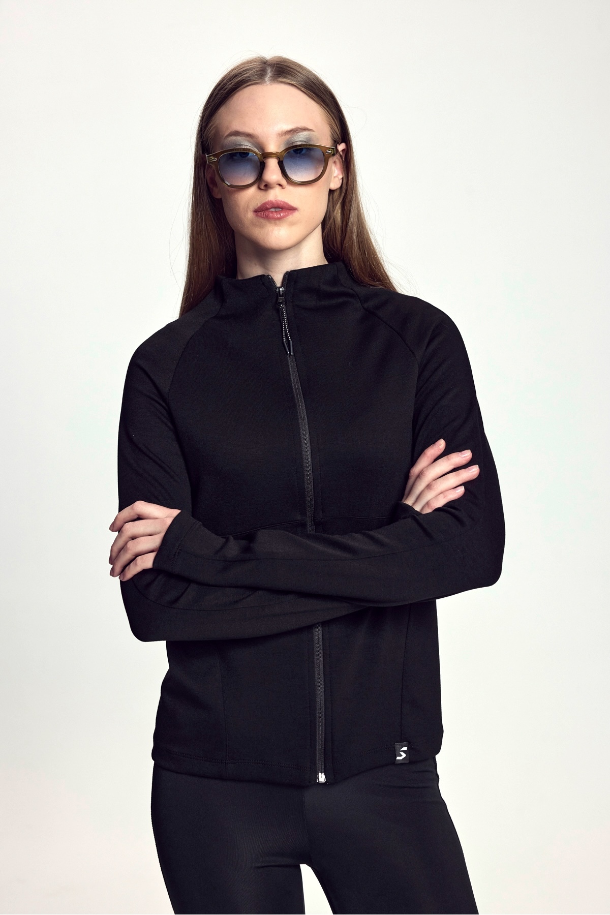 Scorp Athena Kadın Fermuarlı Koşu Sweatshirt Siyah görsel 3