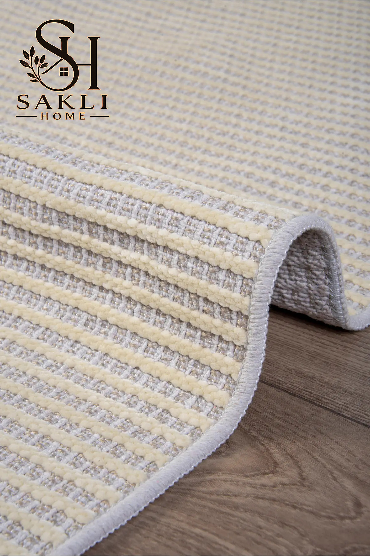 White Cream Chenille Rug Living Room Children's Room Wicker Washable Runner Anti-Slip Base Carpet