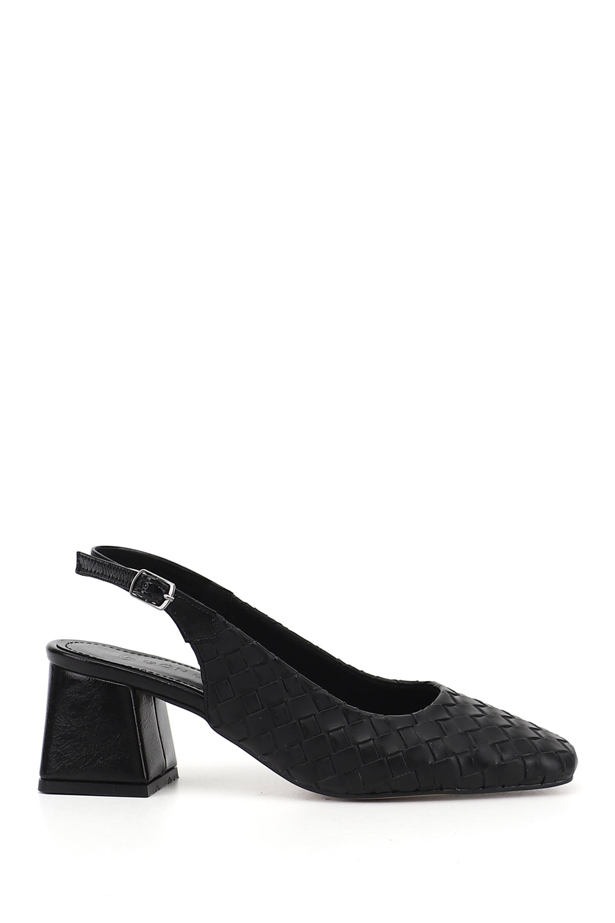 Women's Black Medium Thick Heels Open Back Shoes