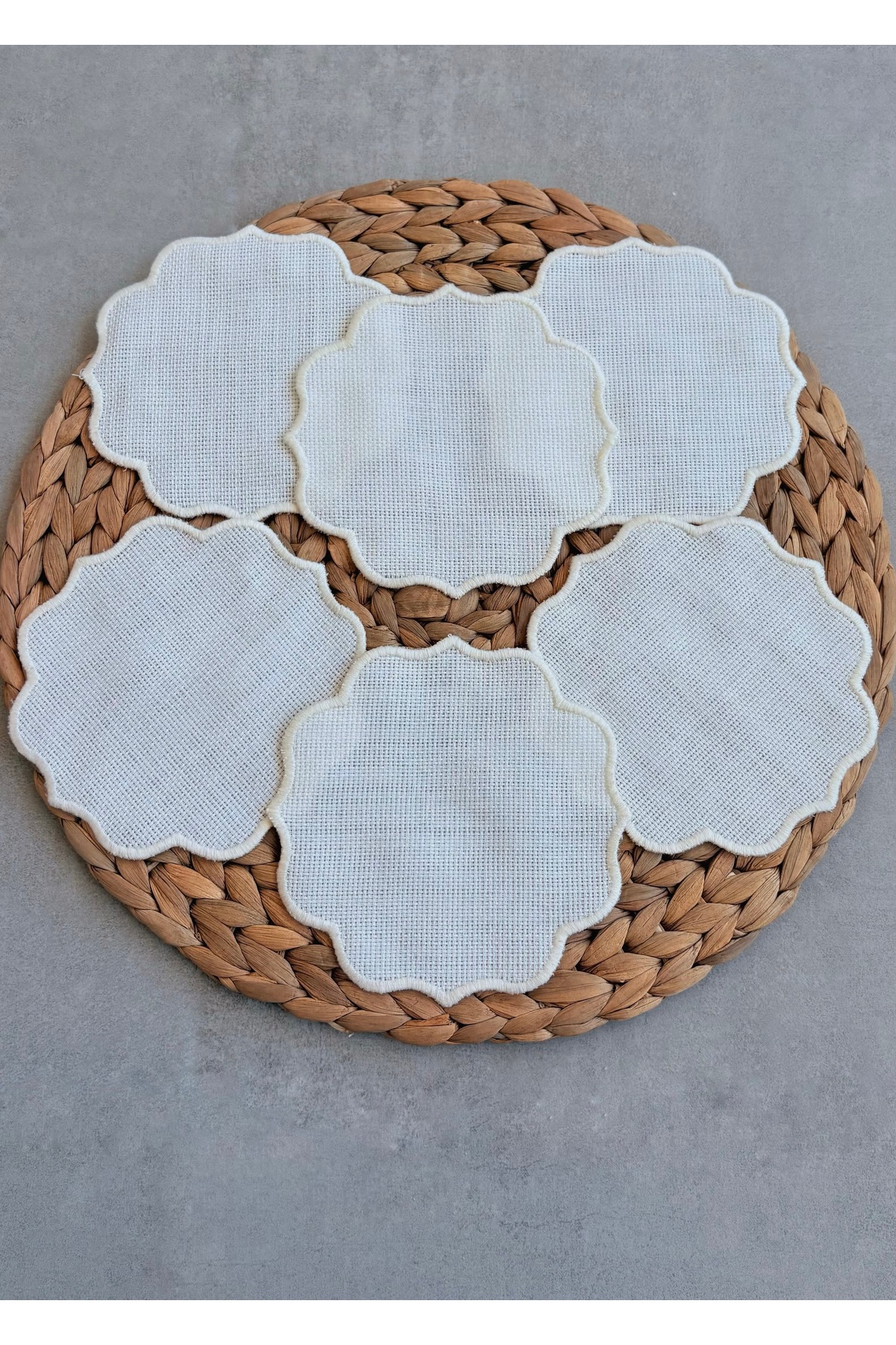 Presentation Napkin, Cocktail Napkin Coffee Side Presentation Embroidered Coffee Side 6 Pieces Fabric