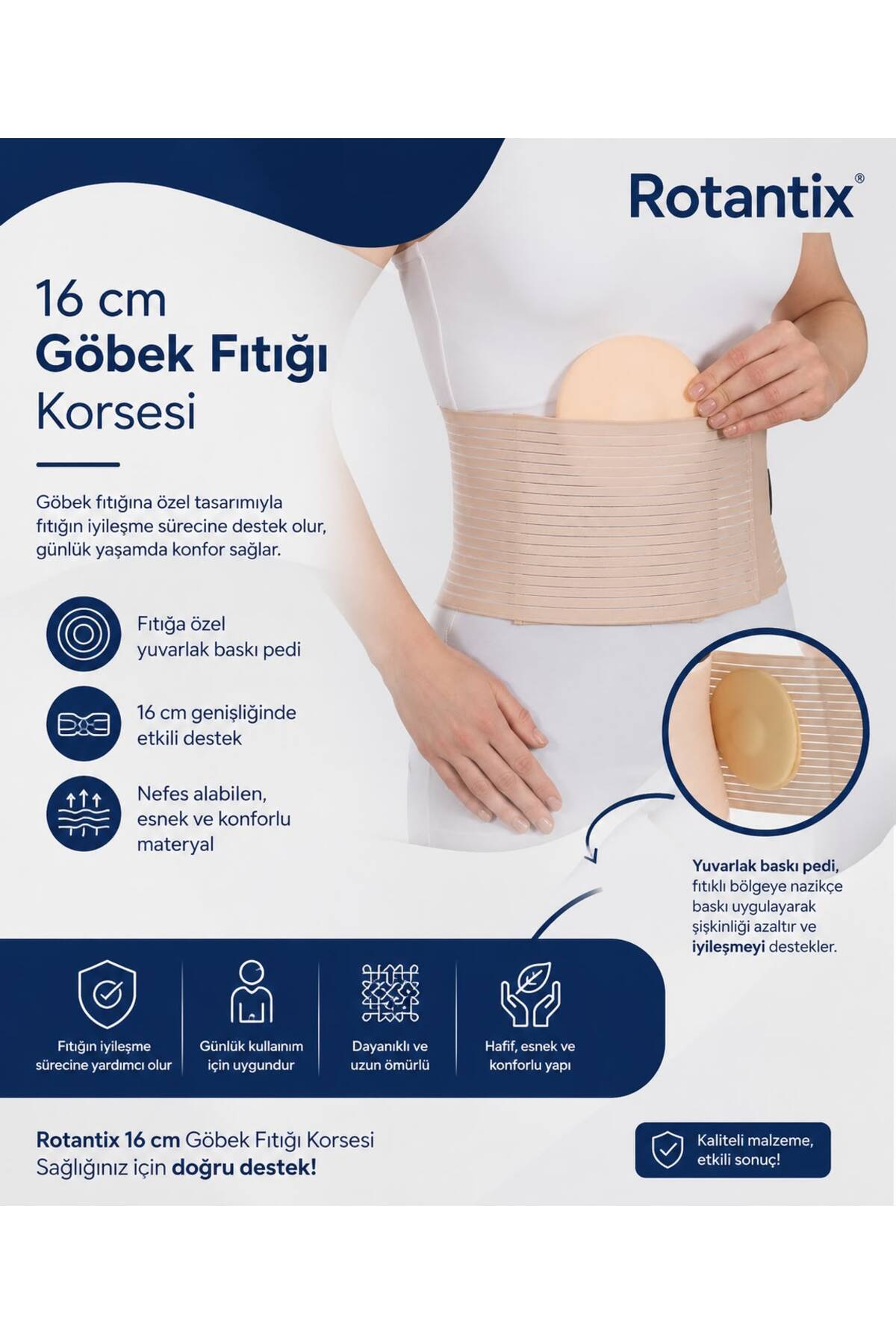 Umbilical Hernia Bodice (16CM) - Supports Hernia, Relieves Low Back Pain and Provides Protection Umbilical Hernia