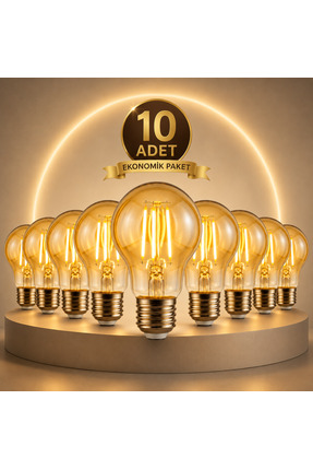 diğerr1 A6 LED Filament Ampul 6W 2700K Amber Cam – Sarı Işık – 600 Lümen