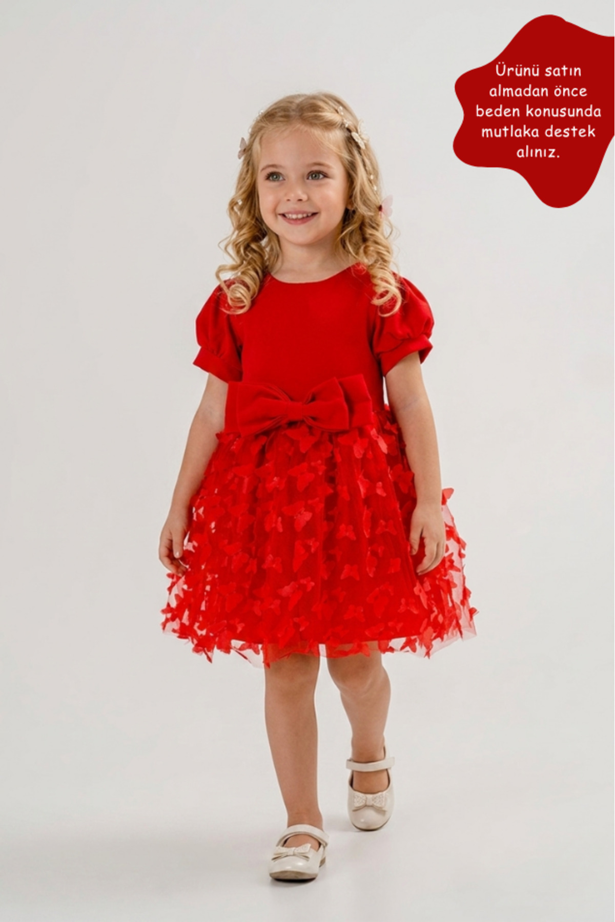Eray Kids Kelebek Ve Fiyonk Detaylı Kız Çocuk Abiye Elbise