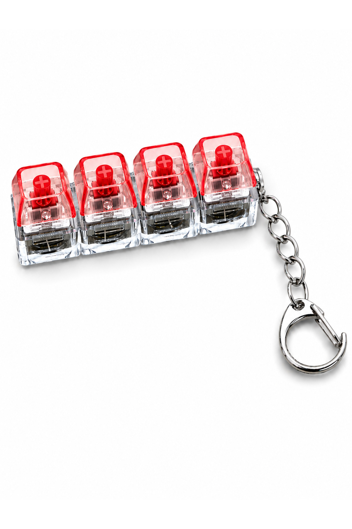 4-Piece Stress Reliever Mechanical Key Ring with Red Light Audible Mechanical Key Sense • Fun to Use