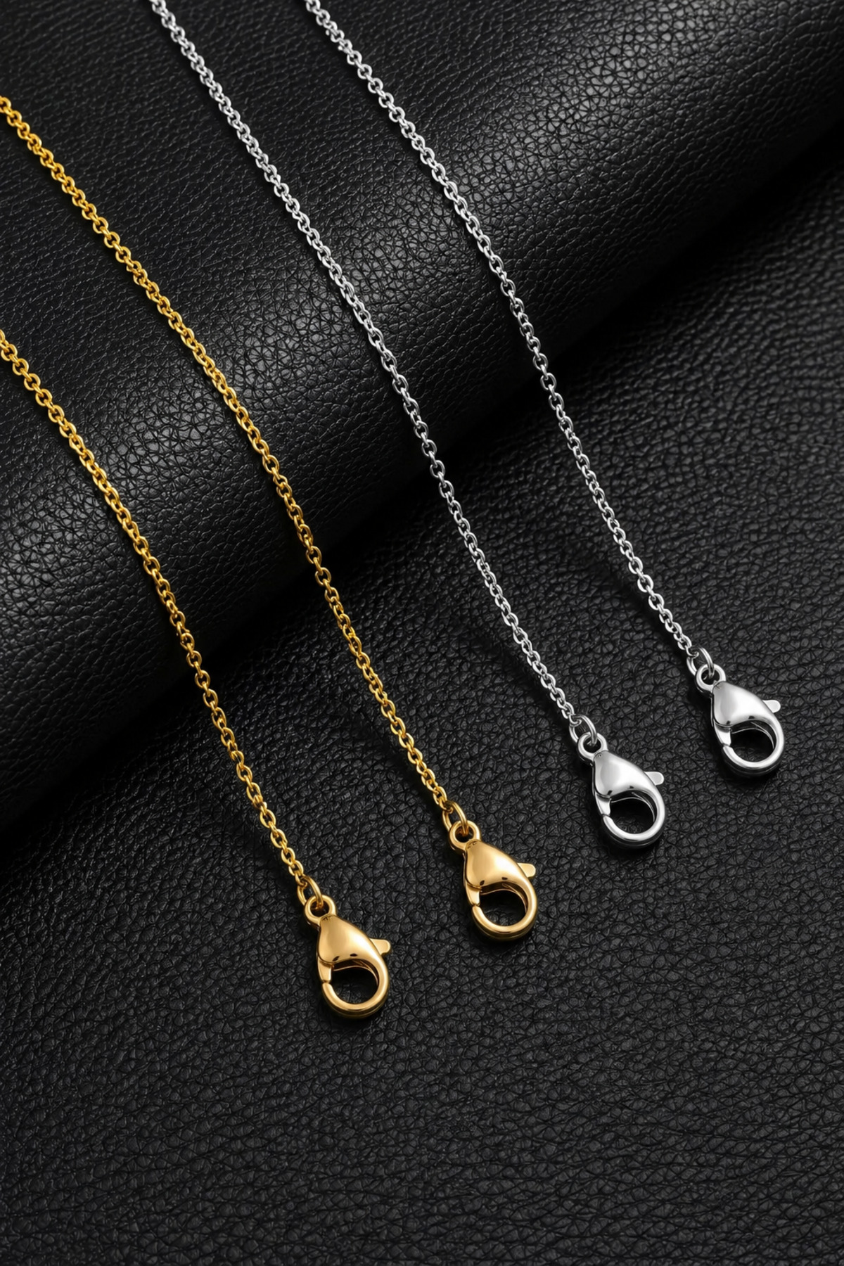 CAXBERN Unisex 100% Çelik Ince Hayalet Gold Zincir Kolye görsel 2