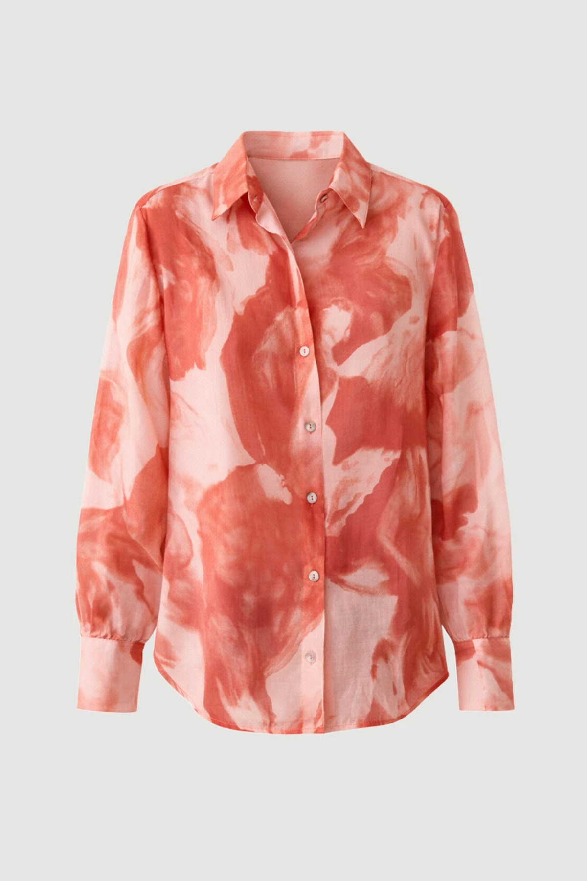 Gusto Rahat Kesim Desenli Tencel Gömlek - Pembe görsel 7