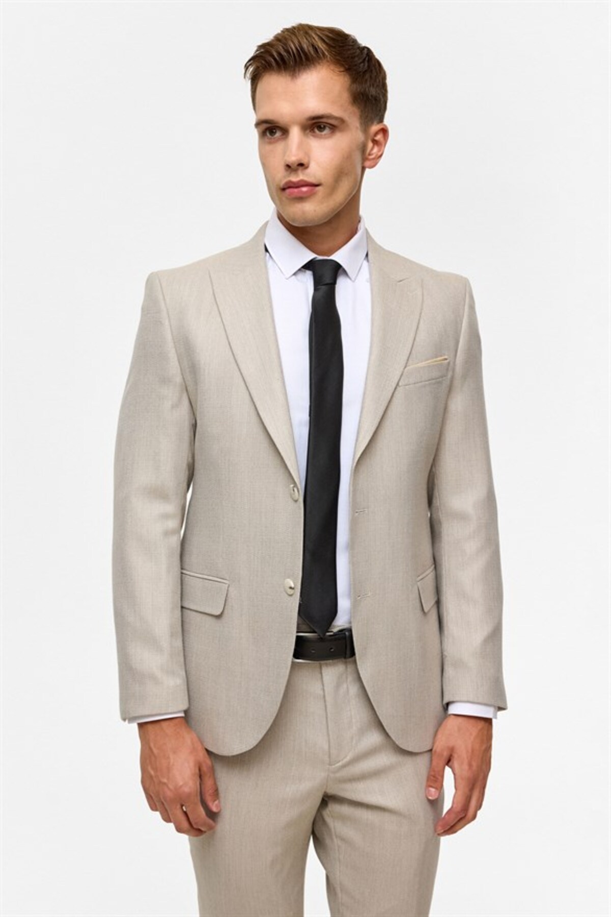 Bej Slim Sivri Yaka 6 Drop Takım Elbise — بژ TK1020000328 — تصویر 2 از 8