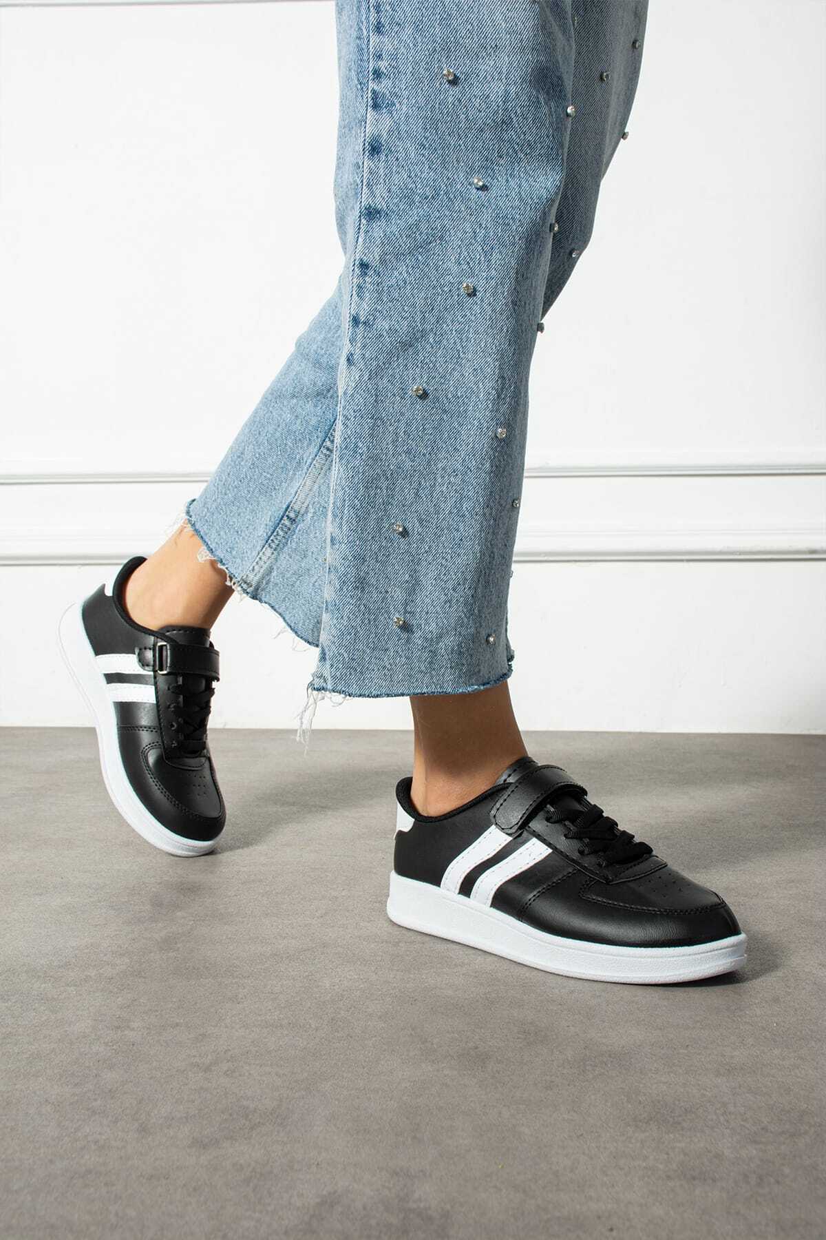 JUHR Unisex Çocuk Cırtlı Rahat Günlük Sneaker Spor Ayakkabı