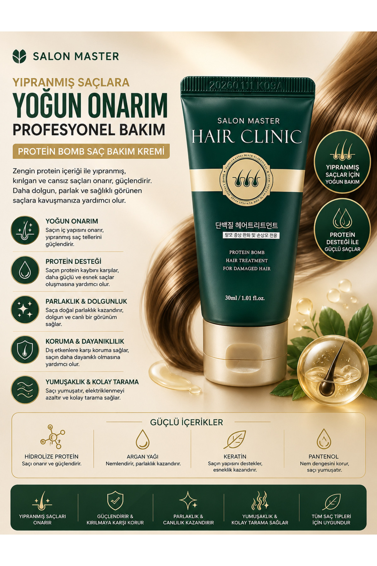 Mizon Salon Master Hair Clinic Deluxe 30ml - Yoğun Saç Bakım Kremi