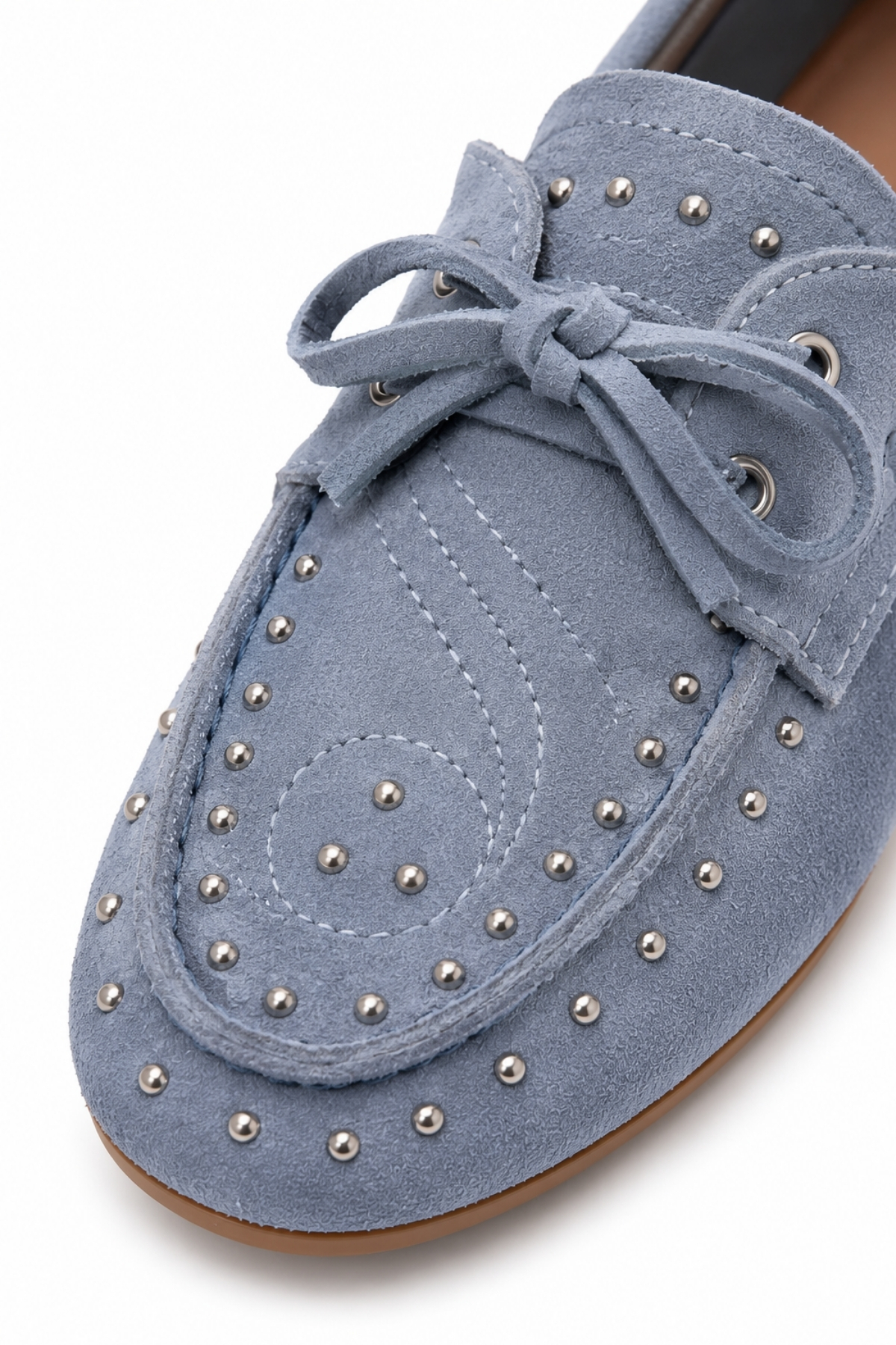 BonuStep Dusty Loafer Kadın Füme Mavi Hakiki Süet Kaymaz Termotaban Loafer Ayakkabı görsel 4