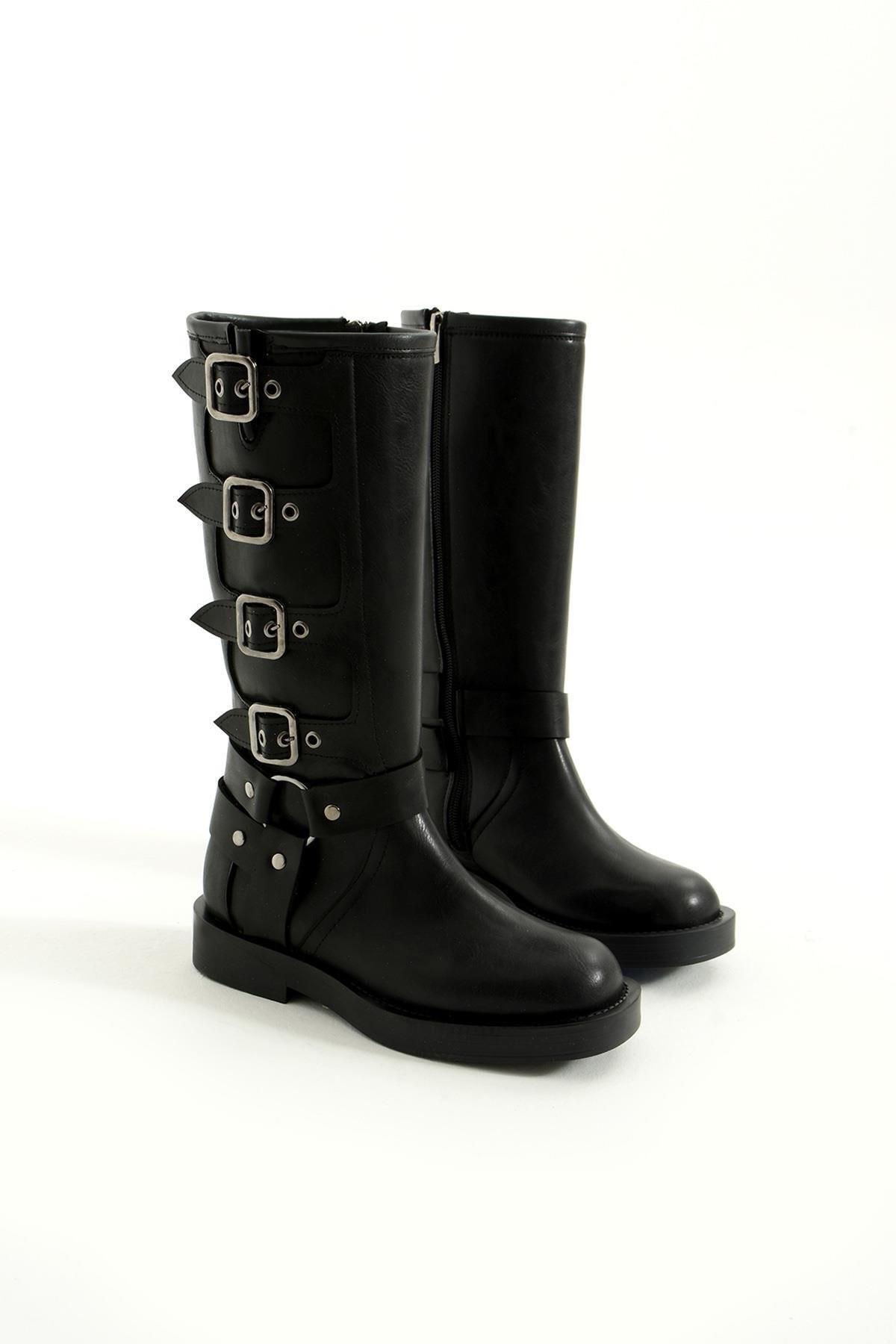 Fox Shoes T973570209 Siyah Kalın Tabanlı Kadın Çizme görsel 6