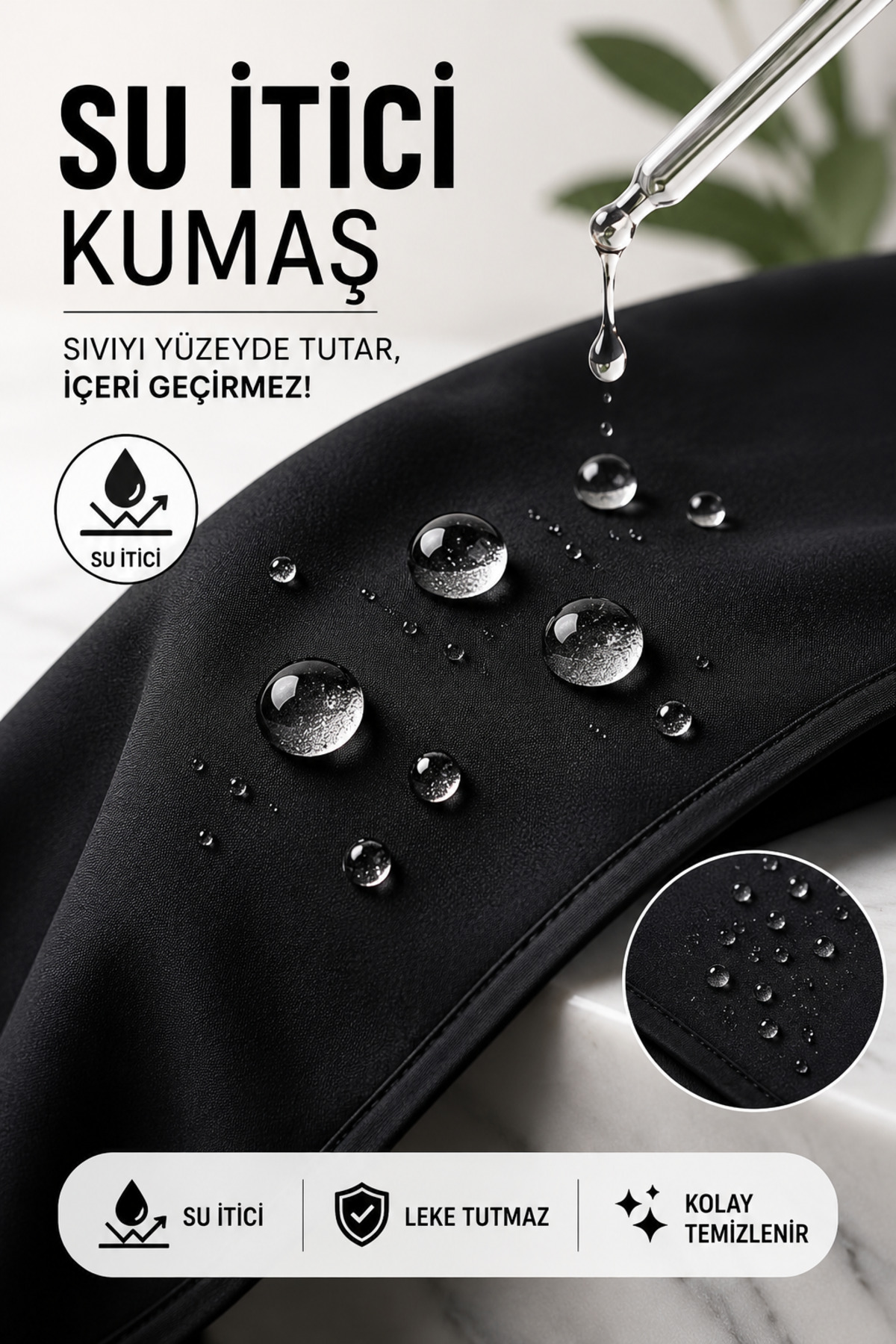 Make-up Kıl, Boya ve Leke Tutmayan, Su İtici Makyaj Penuarı Siyah — Velvet.makyaj.aplikatör.01 — تصویر 2 از 5