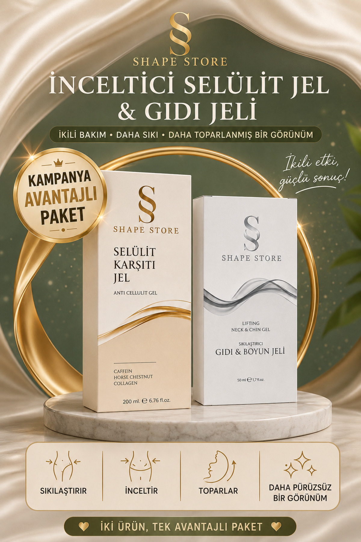 SHAPE STORE Boyun Çene Gıdı Sıkılaştırıcı & Toparlayıcı V-line Jel ve Sıkılaştırıcı vücut Jeli — :::::::shppppp