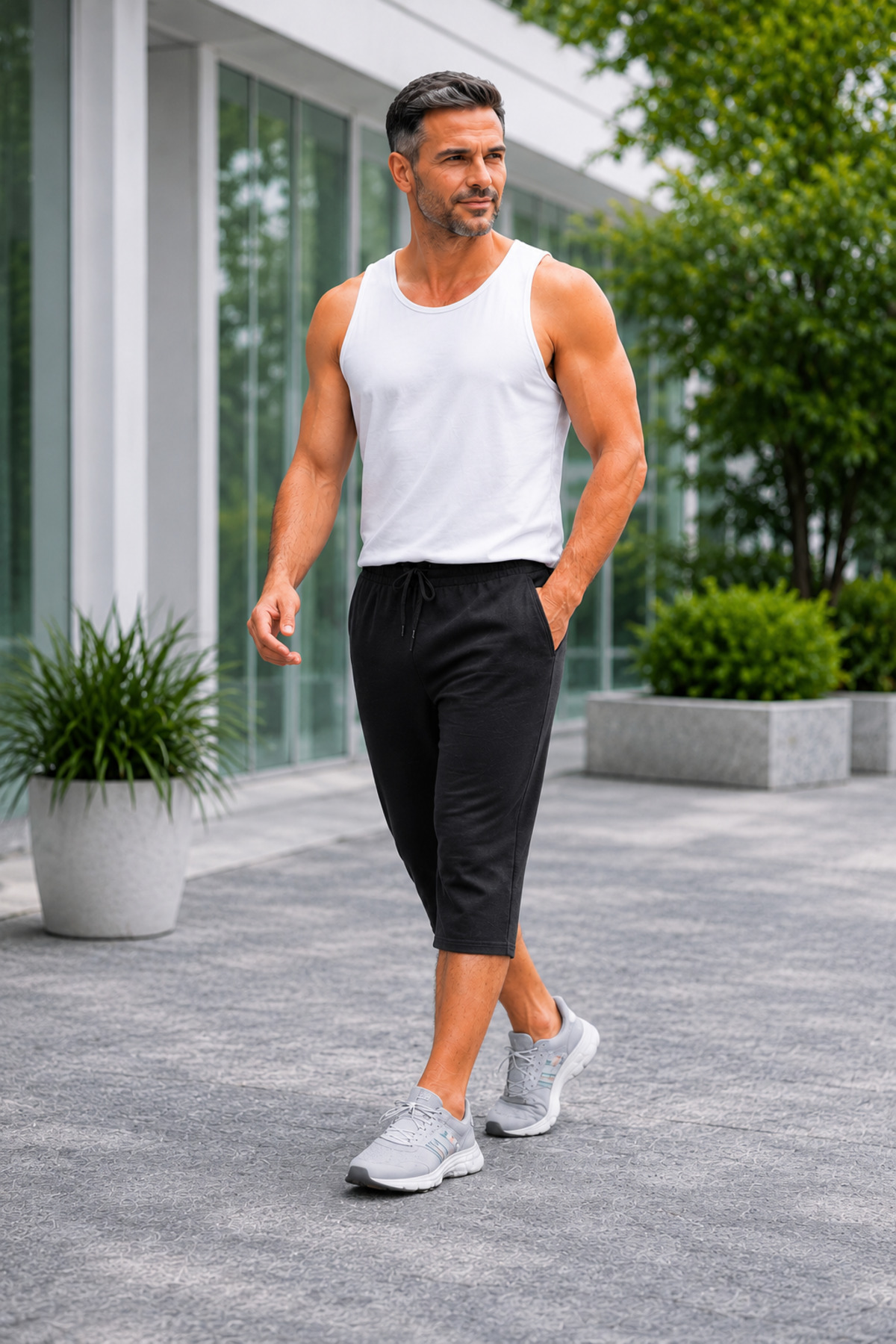 Relax family xf Erkek Siyah Gri 2'li Uzun Penye Şort & Bermuda Kapri Yazlık Pamuklu Slim Fit görsel 5