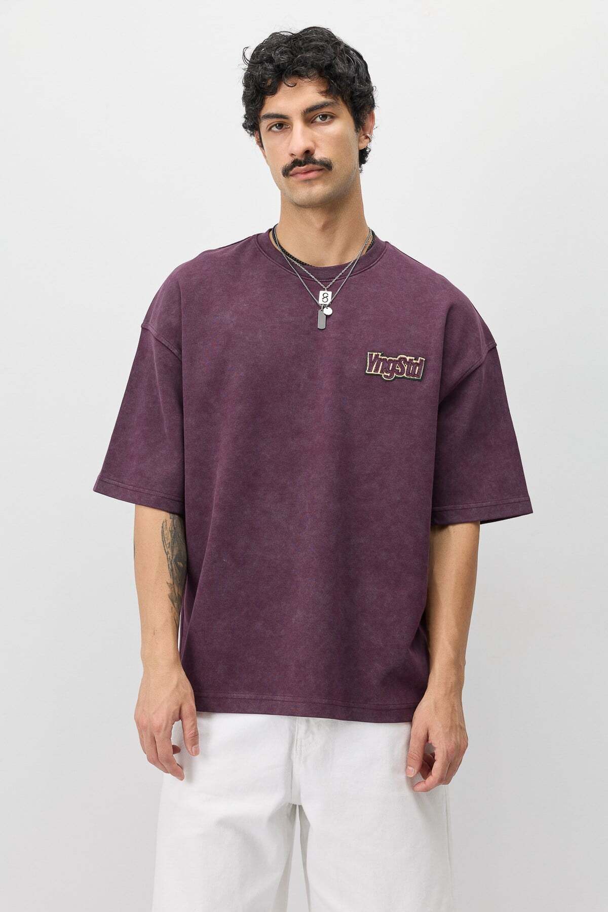 VAMOSCLO Oversize Printed T-Shirt Burgundy