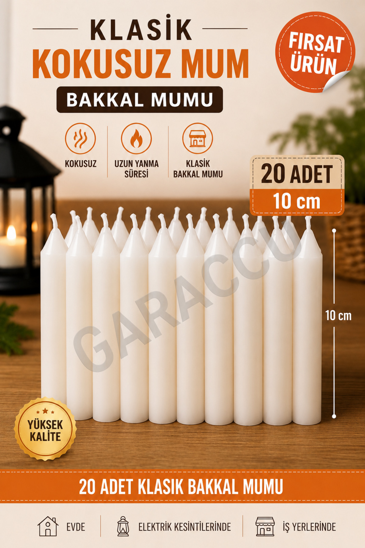 Classic Unscented Grocery Candle Wish Candle 20pcs (10cm)