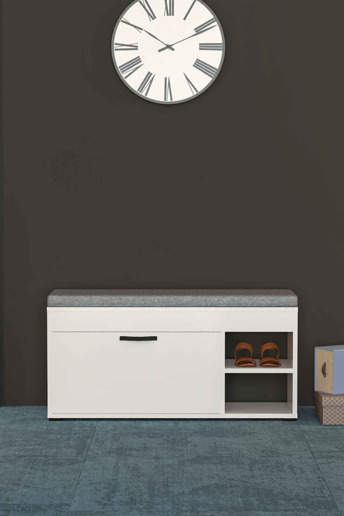 Goldfalez Puflu Ayakkabılık Bench Beyaz 90 cm görsel 3