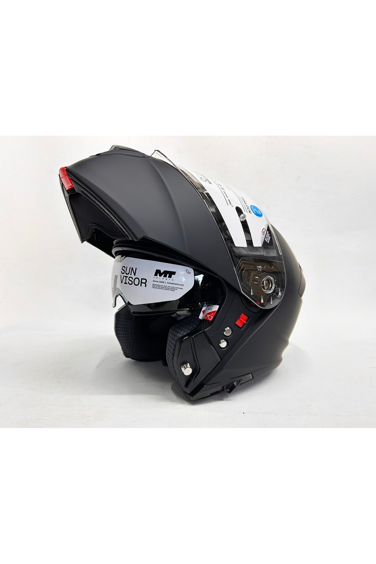 MT Kask Genesis Sv A1 Mat Siyah Çene Açılır Kask Iç Güneş Vizörlü