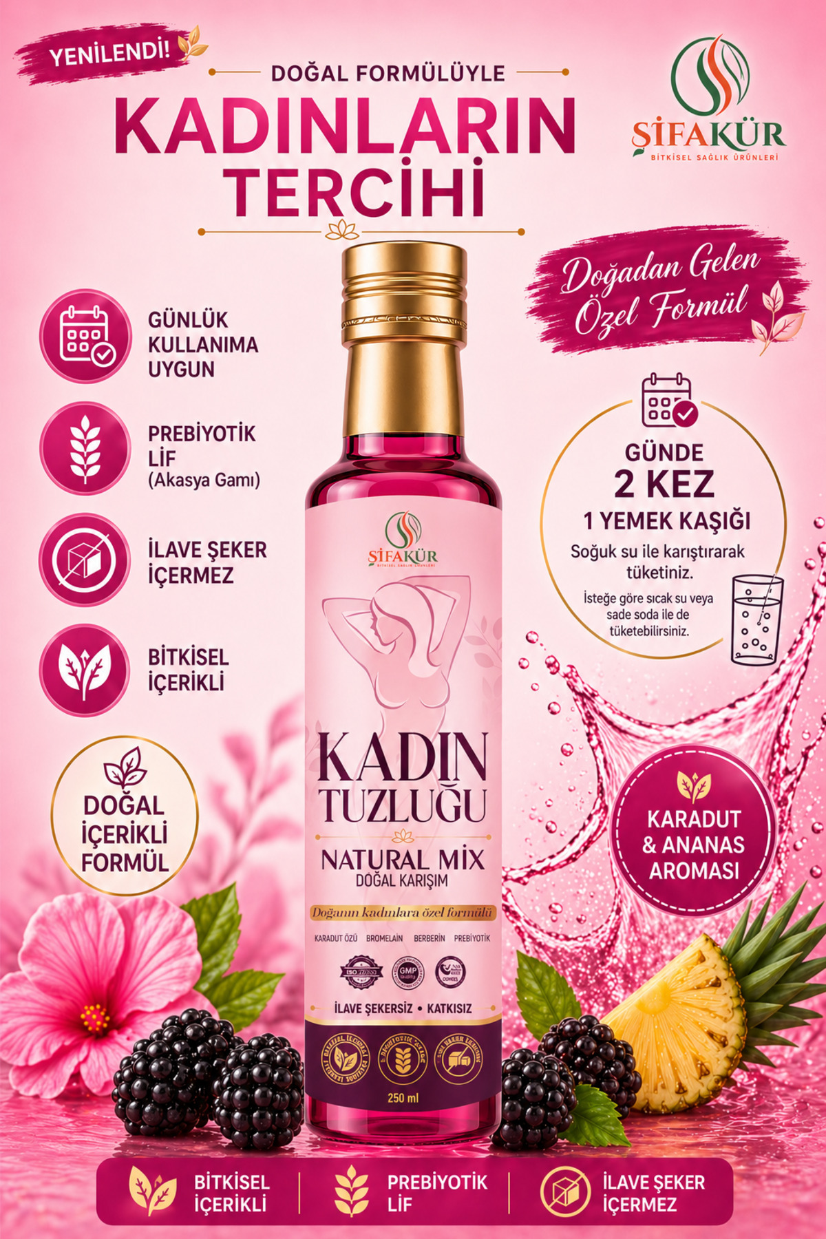 ŞİFAKÜR BİTKİSEL SAĞLIK ÜRÜNLERİ Kadın Tuzluğu Natural Mix