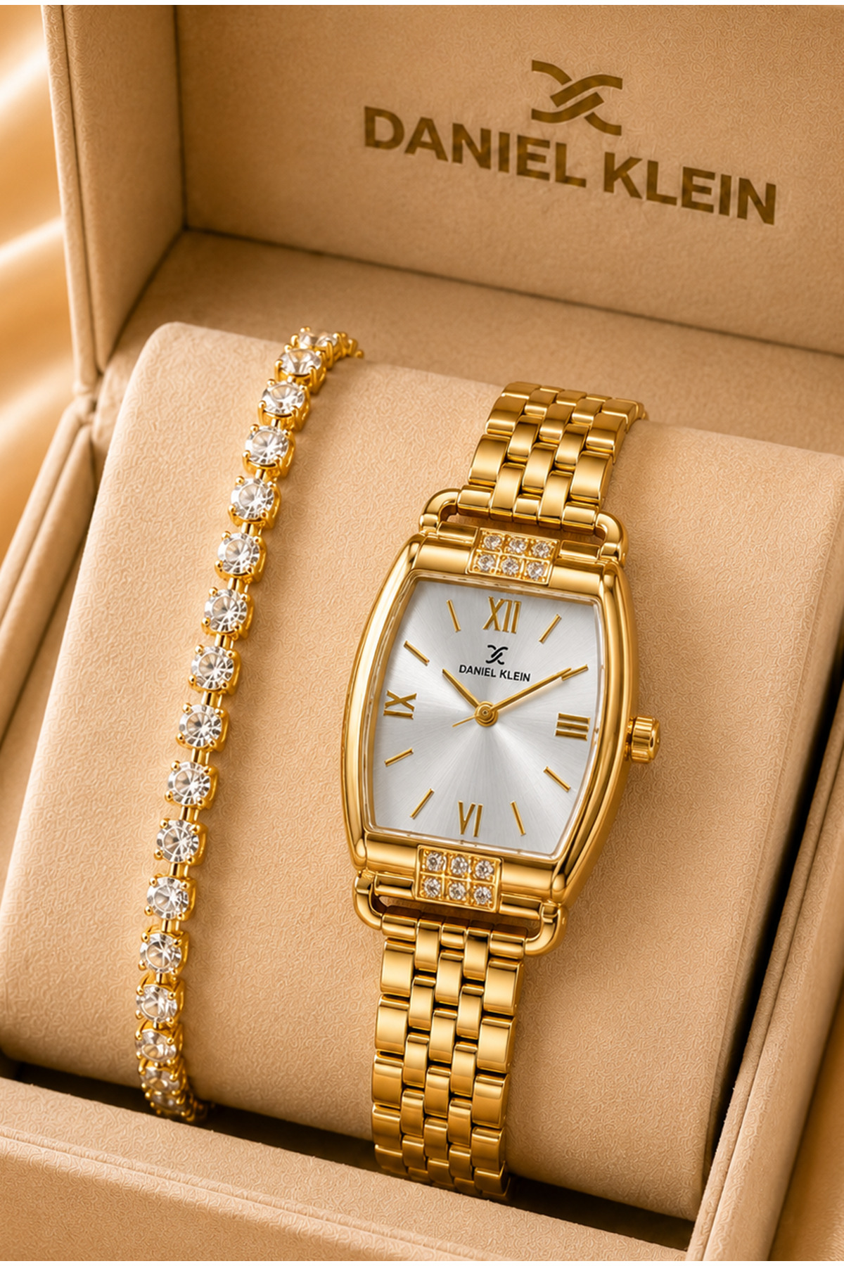 Gold Color Cut Glass 2 Years Warranty Women Wrist Watch Bracelet Gift 08511DKL8311-219