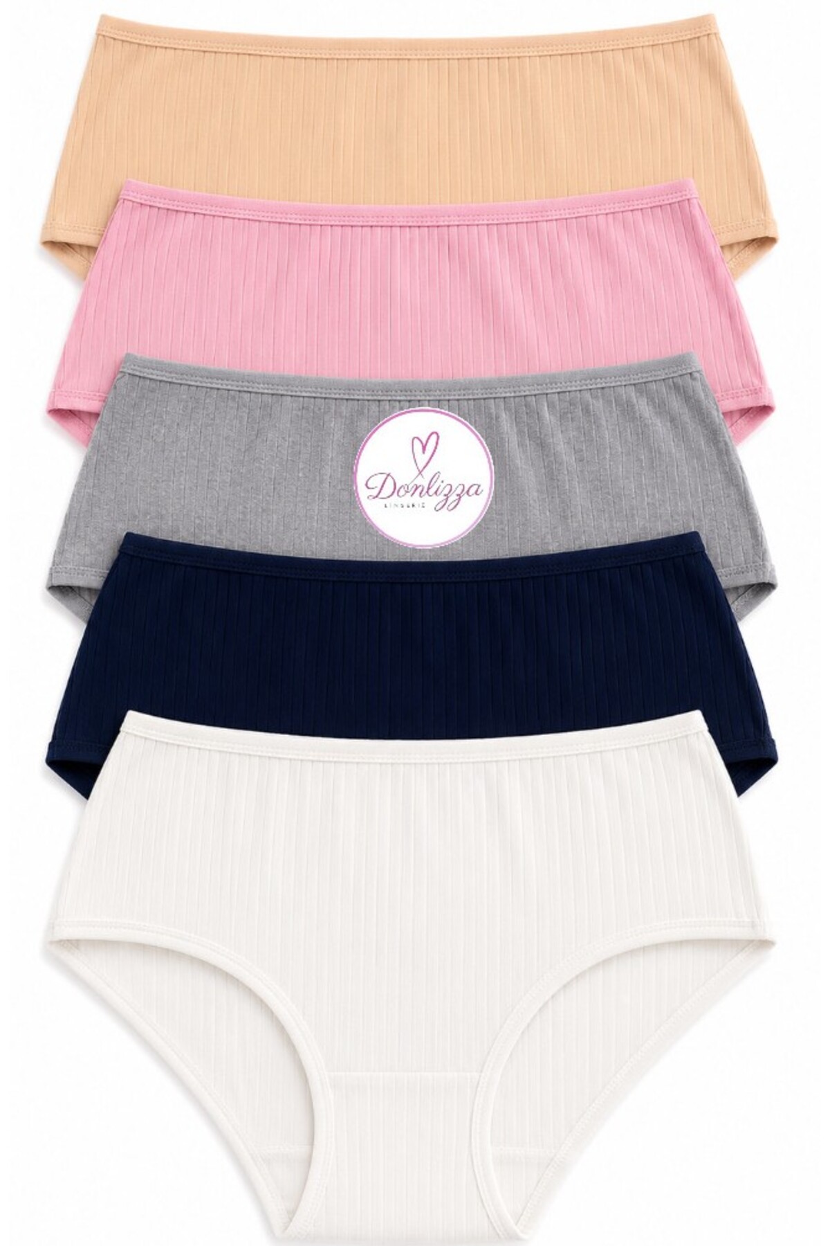 DONLİZZA Corded Fabric Ribana Cotton Women's Panties Mink 5 Pieces