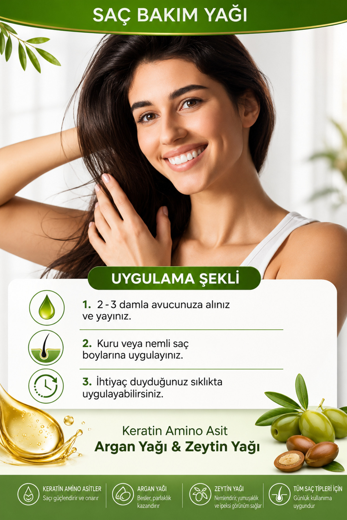 SAÇ BAKIM YAĞI & SERUM — AMİNO KERATİN SAÇ BAKIM YAĞI 100 ml — تصویر 2 از 4