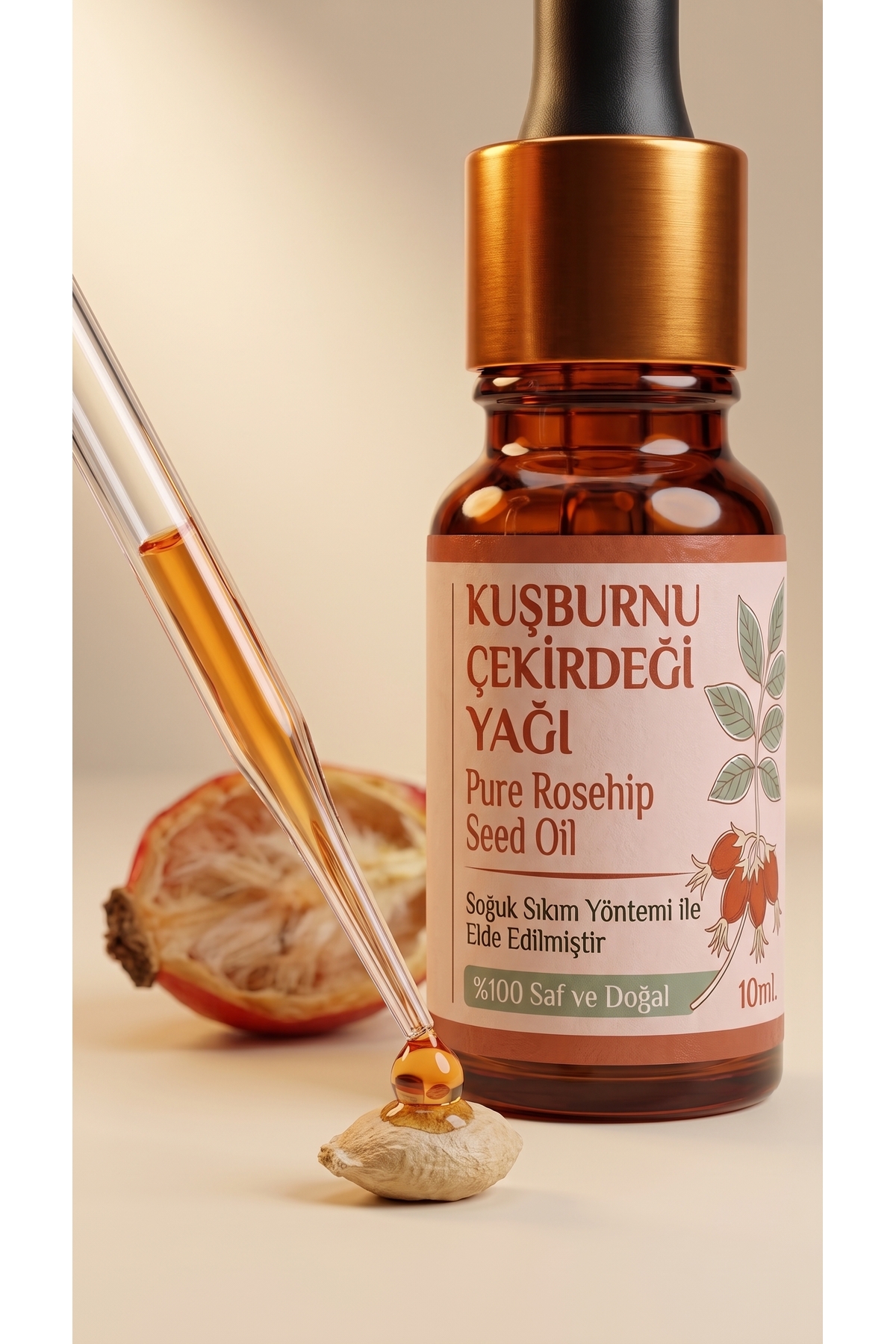 Kuşburnu Çekirdeği Yağı 10 ml / Soğuk Sıkım / %100 Saf Ve Doğal / Rosehip Seed Oil — A1-Kuşburnu-yag-10 — تصویر 5 از 8