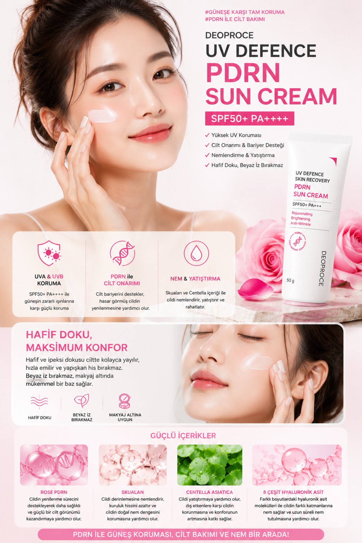 PDRN Güneş Kremi SPF50+ PA++++ Leke Karşıtı & Bariyer Güçlendirici 50 g — 8809975196020 — تصویر 3 از 3