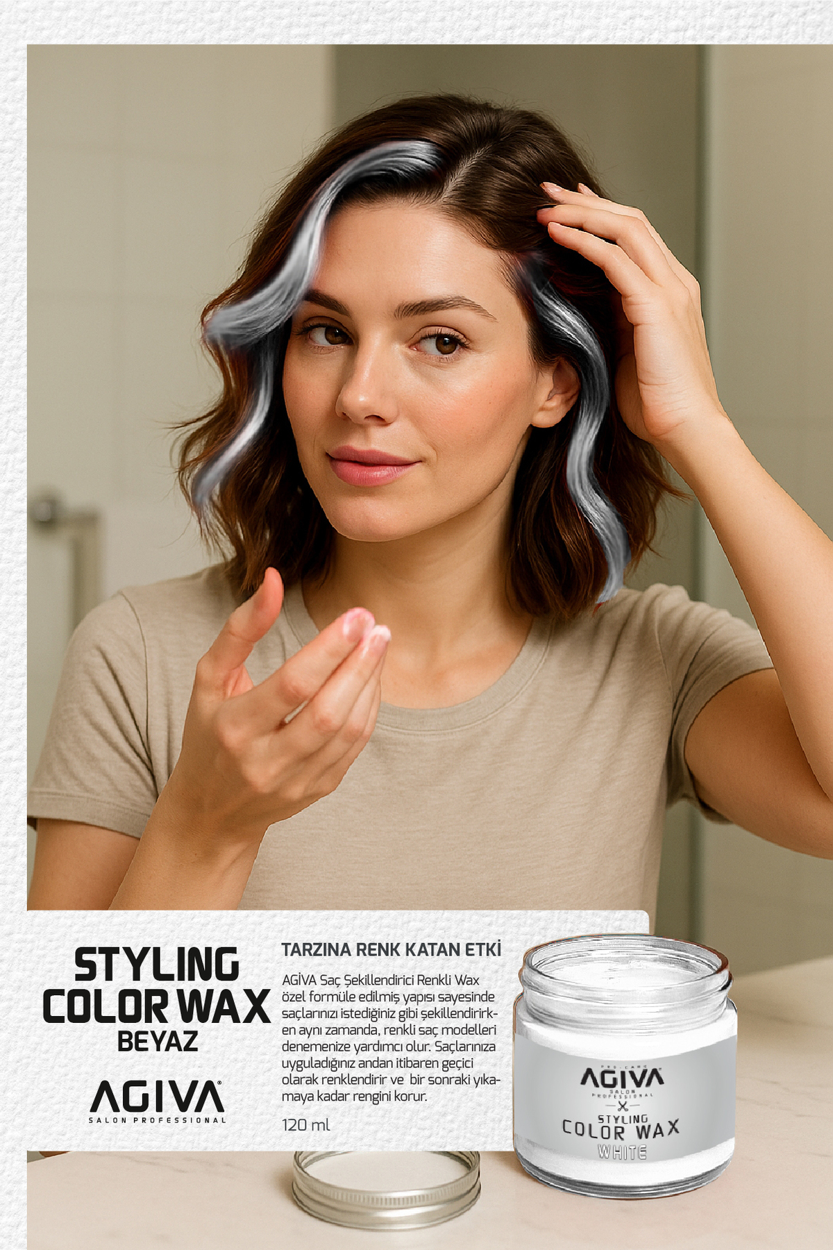 CARE & BEAUTY Saç Şekillendirici Renkli Wax – Color Wax – Beyaz - 120 ml — 8698703025943 — تصویر 2 از 3