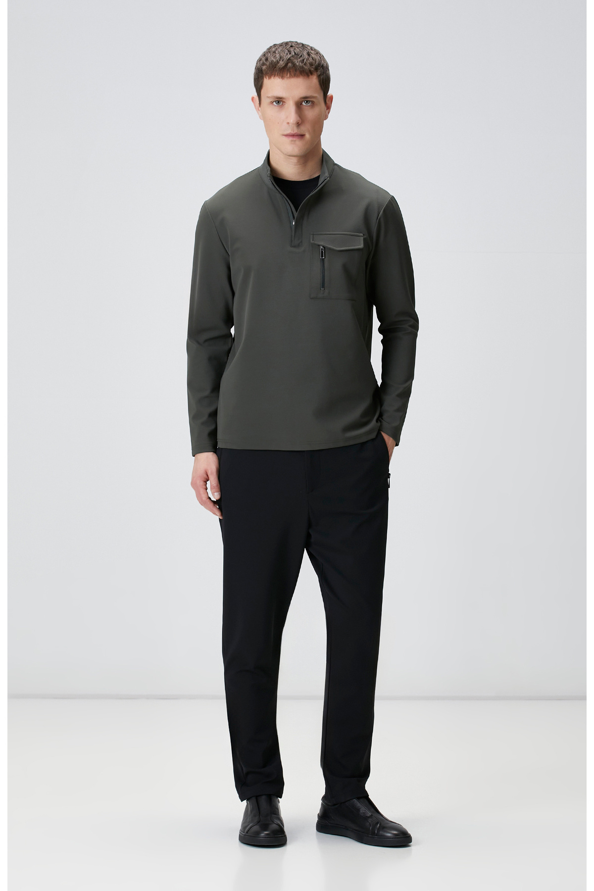 N-Tech Haki Göğüs Cep Detaylı Sweatshirt — خاکی 1098736 — تصویر 3 از 7