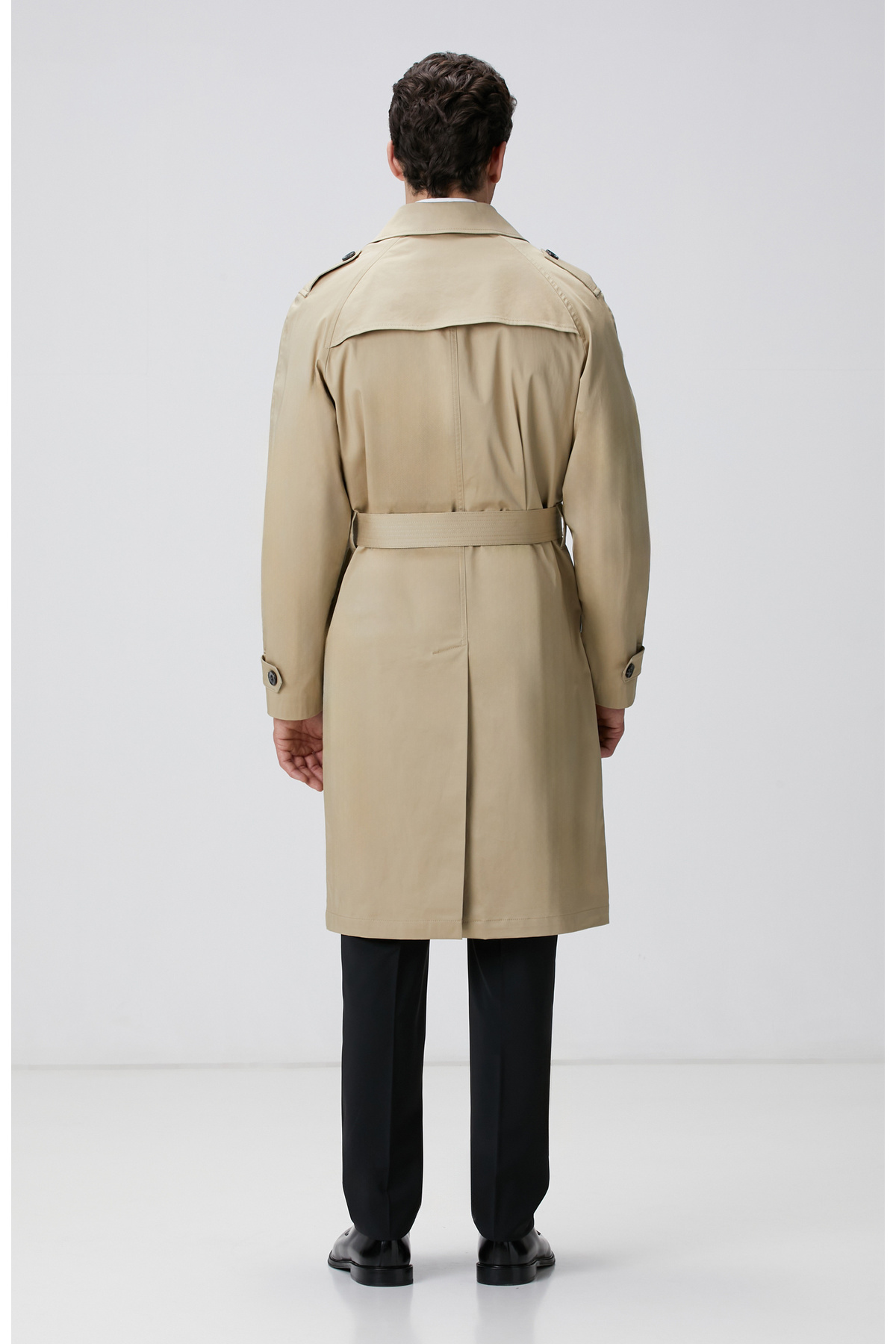 Network Camel Apoletli Kruvaze Trenchcoat görsel 5