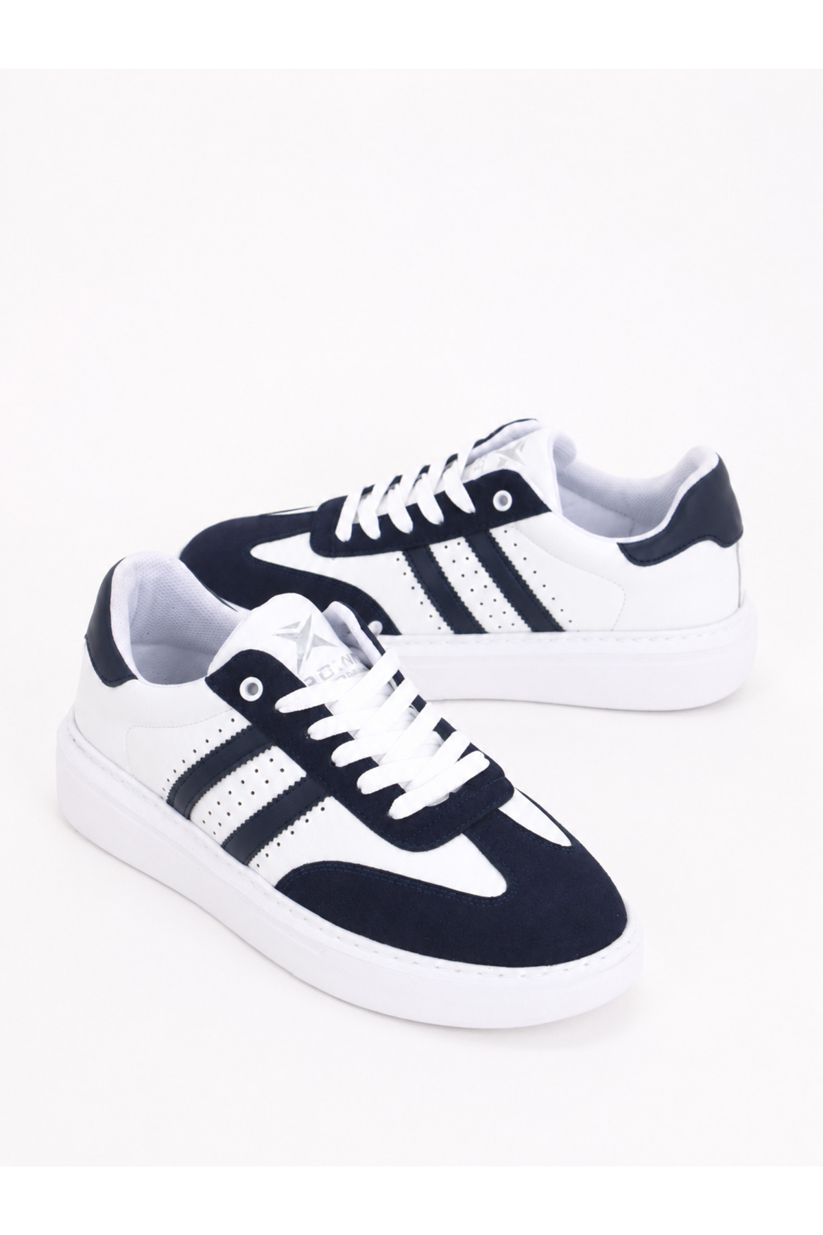TROVIX Premium Lacivert-Beyaz Erkek Sneaker, Suni Deri & Süet, Beyaz EVA Taban görsel 7