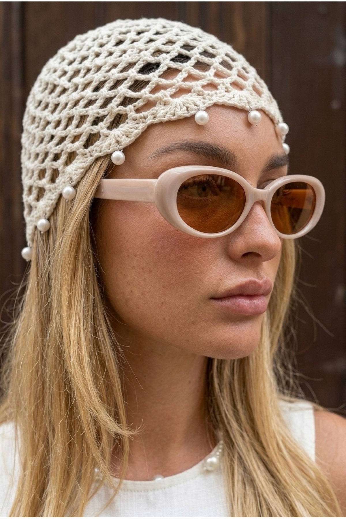 Eyesofia Uovo Oval Vintage Model Unisex Krem Kahverengi Lüx Güneş Gözlüğü