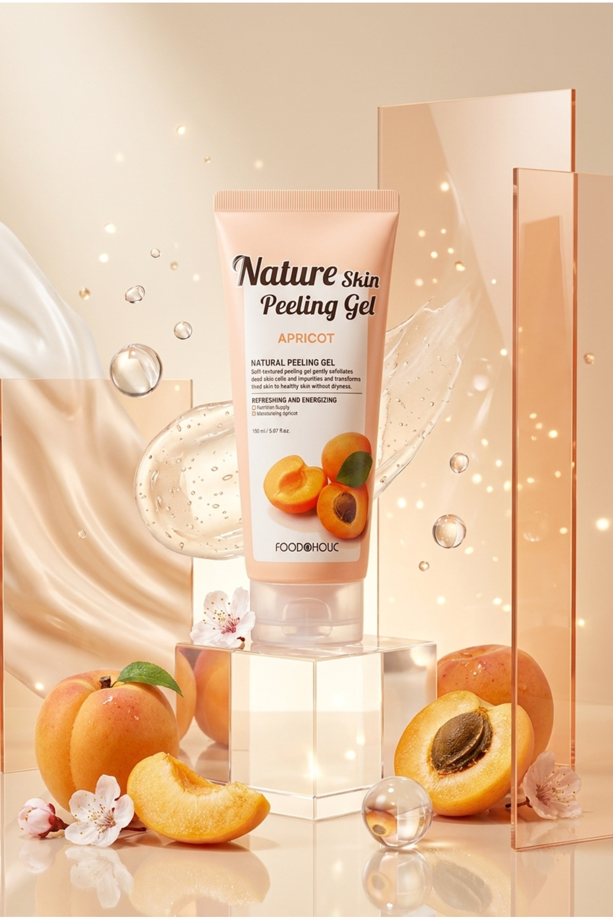 FOODAHOLIC Doğal Kayısı Özlü Vücut ve Yüz Peelingi Beyazlatıcı, Arındırıcı ve Aydınlatıcı, Leke Karşıtı 150ml — Foodaholic019