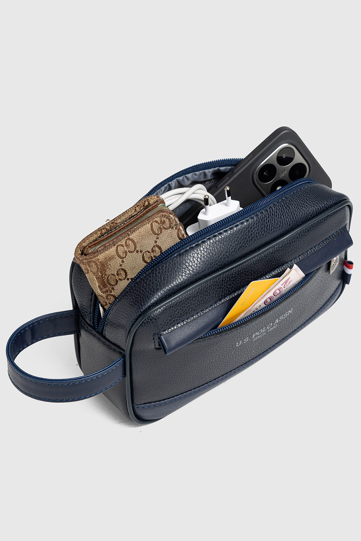 U.S. Polo Assn. U.S Polo Assn 26012 Erkek El Portföyü El Çantası Clutch Çanta Traş Çantası LACİVERT görsel 6