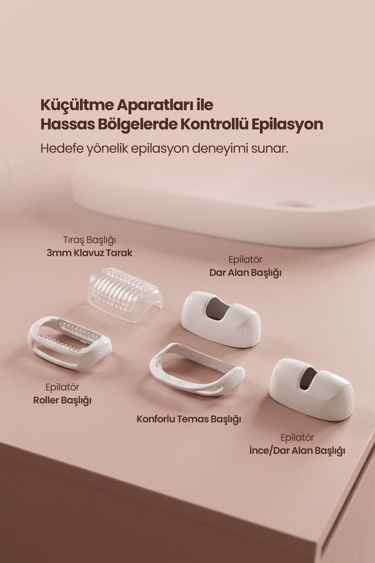 5’i 1 Arada Islak Kuru Epilatör – 48 Cımbız, Masaj ve Yüz Temizleme Başlıklı, REP9548G — تصویر 8 از 8