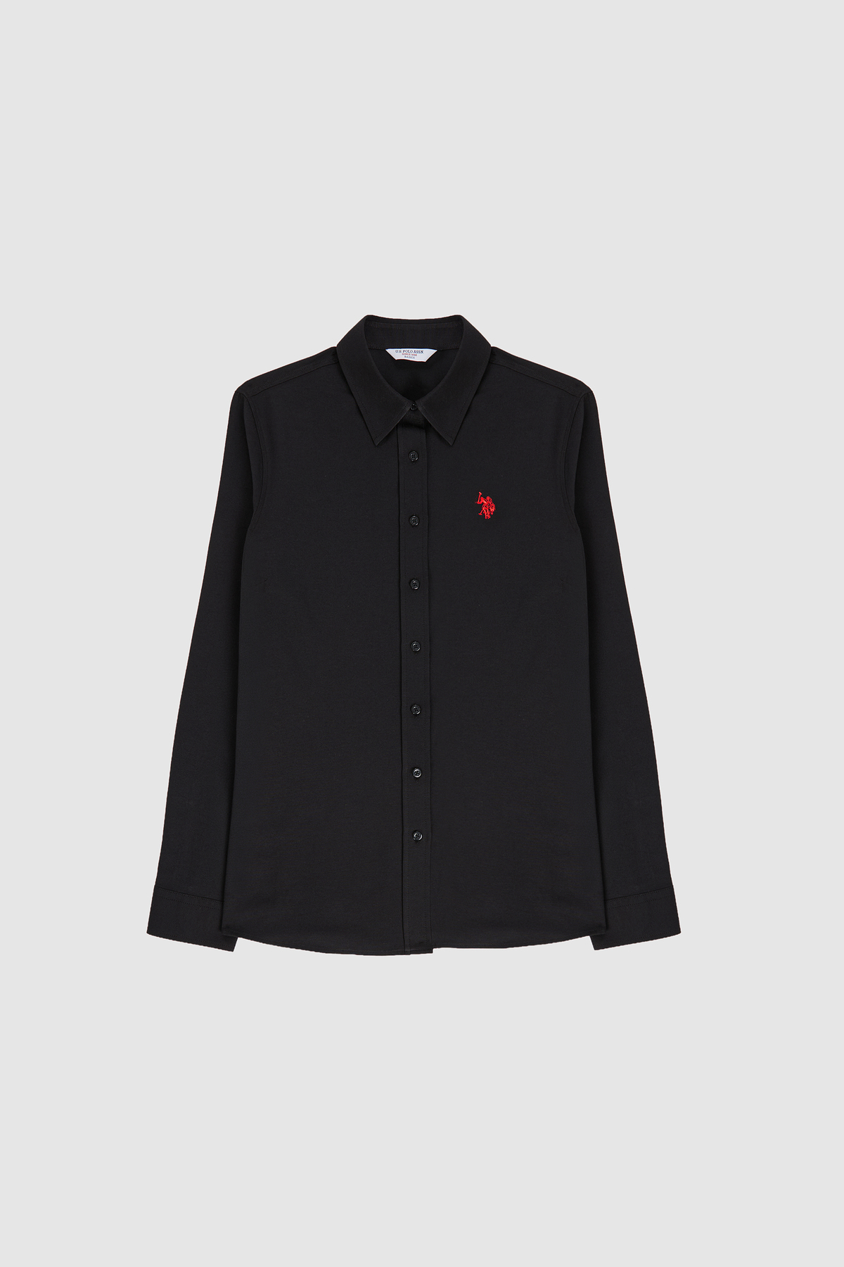 U.S. Polo Assn. Kadın Siyah Uzun Kollu Basic Gömlek 50324791-VR046 görsel 7