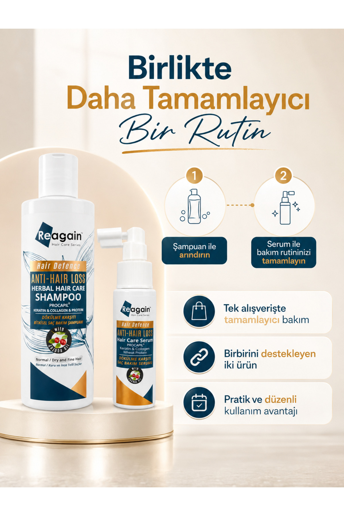 Dökülme Karşıtı ve Güçlendirici 2'li Saç Bakım Seti - Sülfatsız Şampuan & Konsantre Serum — KN446 — تصویر 3 از 8