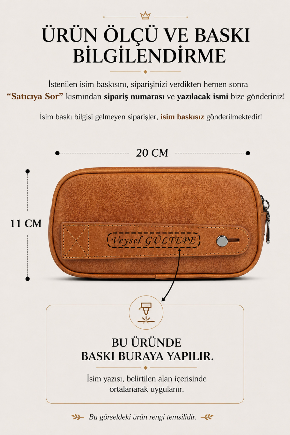 Getto Deri Pars Minimal Hakiki Deri El Çantası Kişi Özel İsim Baskı El Çantası görsel 8