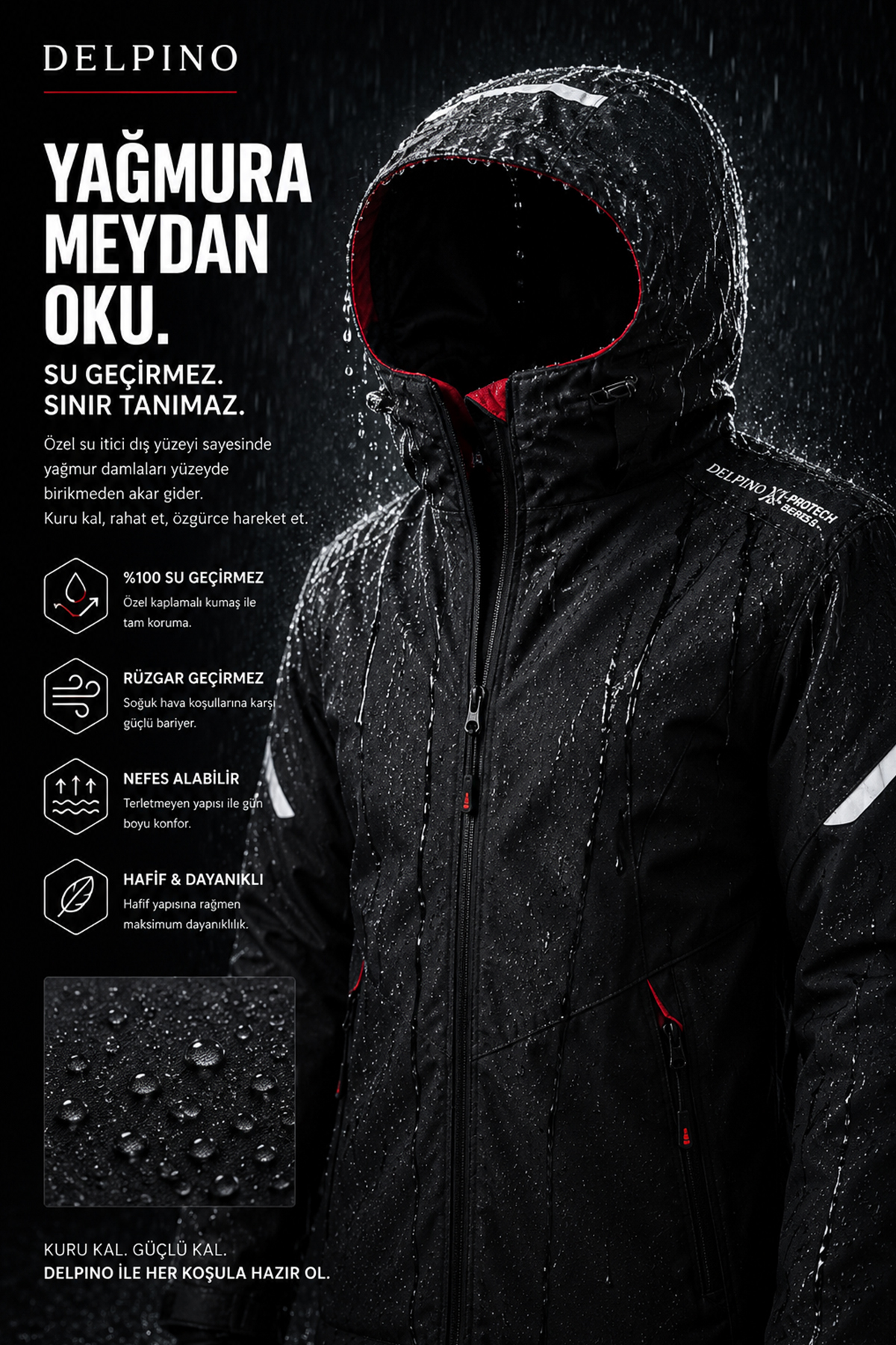Delpino Erkek Su Ve Rüzgar Geçirmez Softshell Mont görsel 2