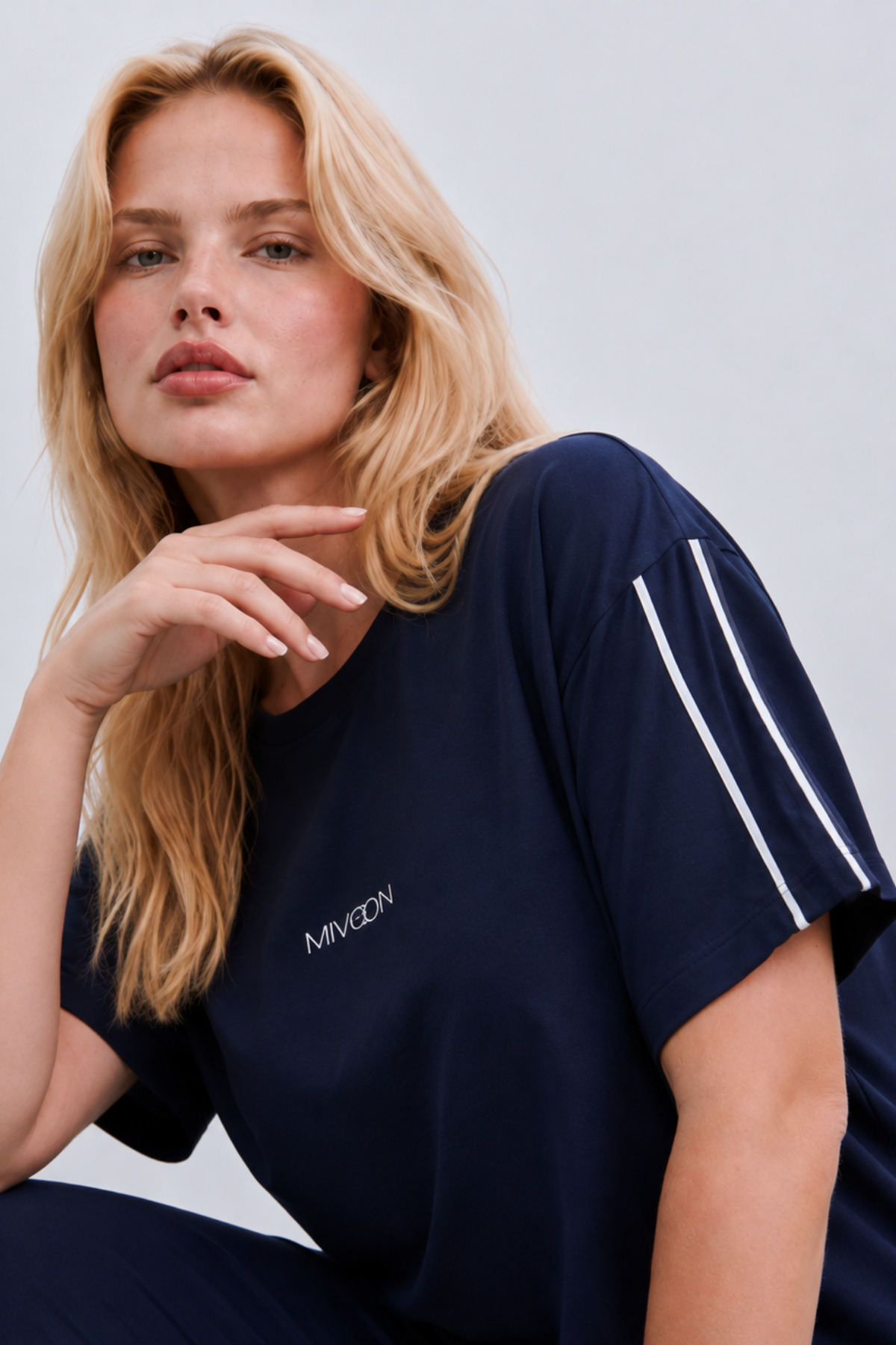 Mivoon Oşho Modal Kumaş Kısa Kollu Çift Biye Detaylı Alt Üst Takım 2XL-6XL görsel 4