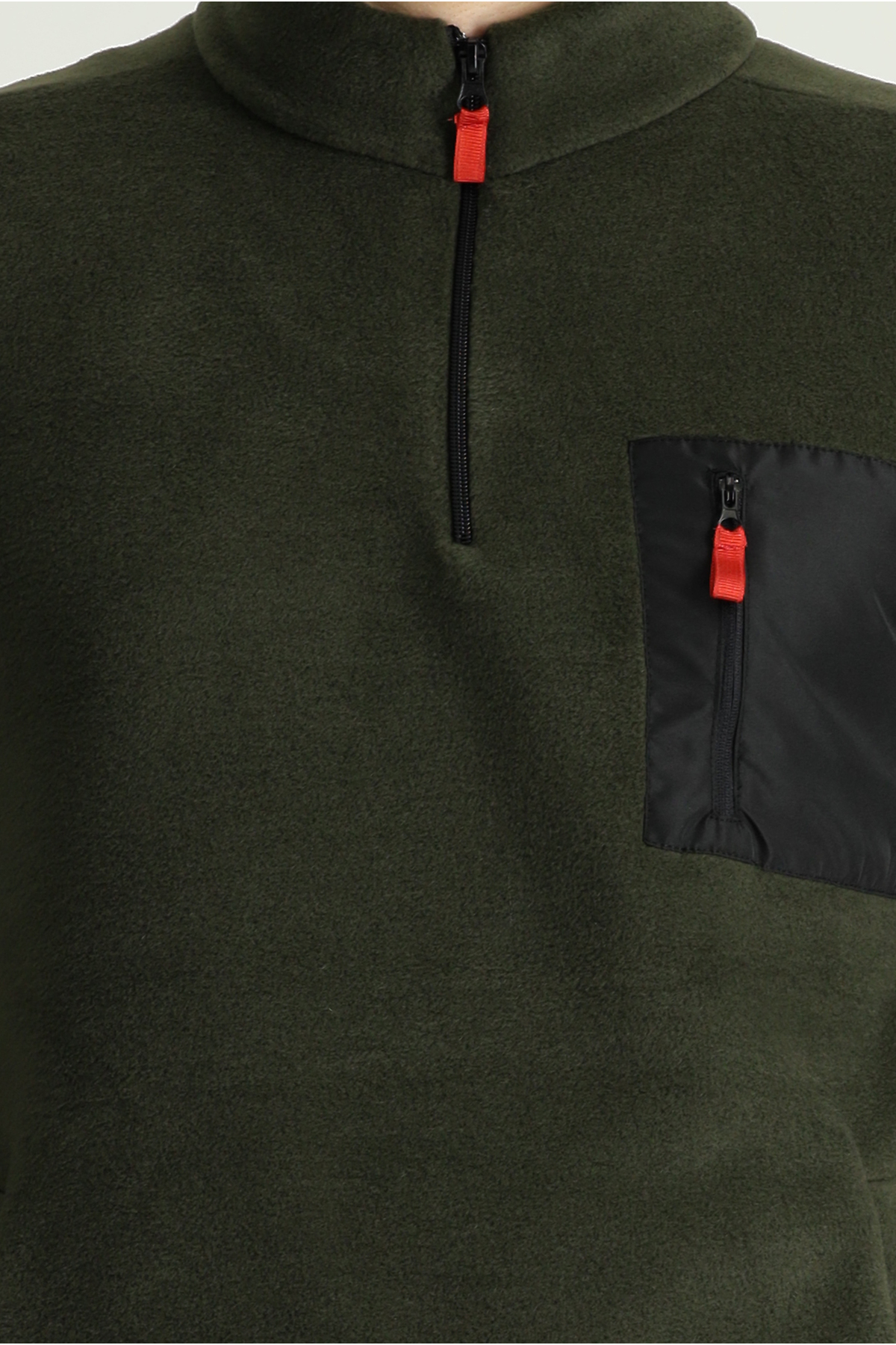 Kiğılı Dik Yaka Yarım Fermuarlı Soğuk Geçirmez Tüylenme Yapmayan Cep Detaylı Polar Sweatshirt görsel 5
