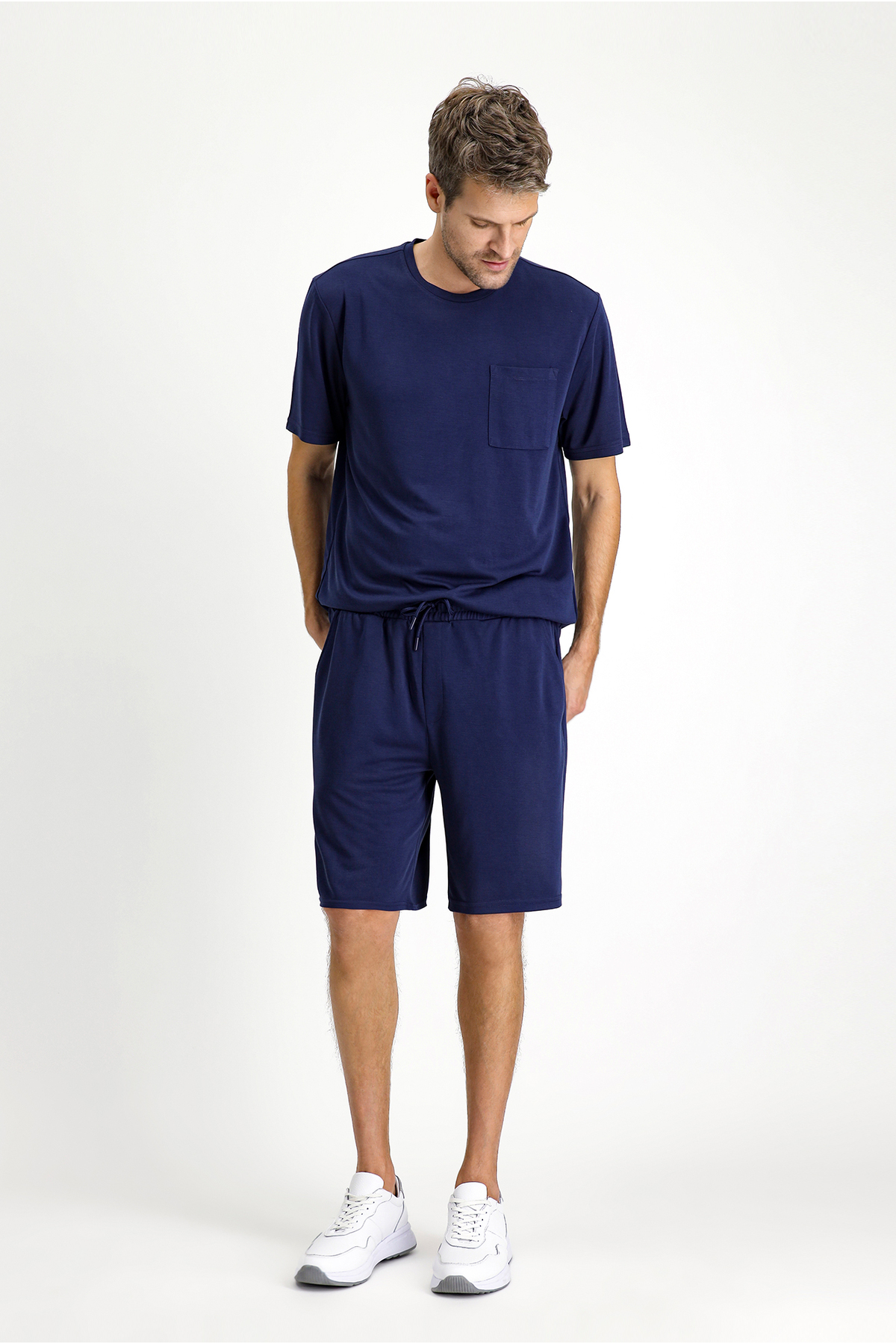 Kiğılı Home Kısa Kol Bisiklet Yaka 2'li Şortlu Pijama Takımı