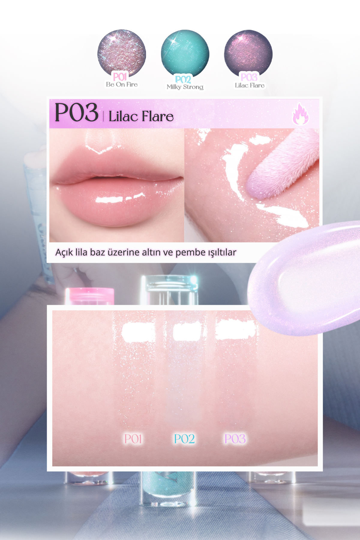 Lila Simli Dudak Dolgunlaştırıcı Gloss Ink Glasting Lip Gloss (P03 Lilac Flare) — صورتی 5568 — تصویر 3 از 8
