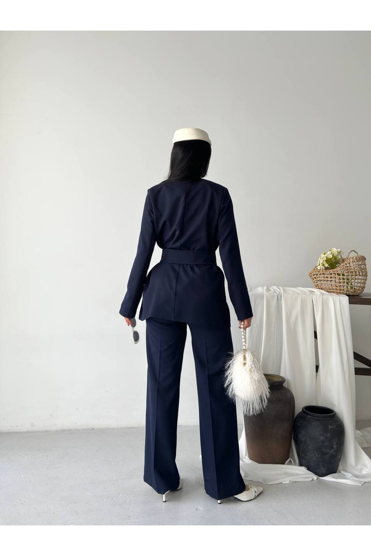 Ensemble Blazer et Pantalon à Ceinture Premium Fit - Görsel 8
