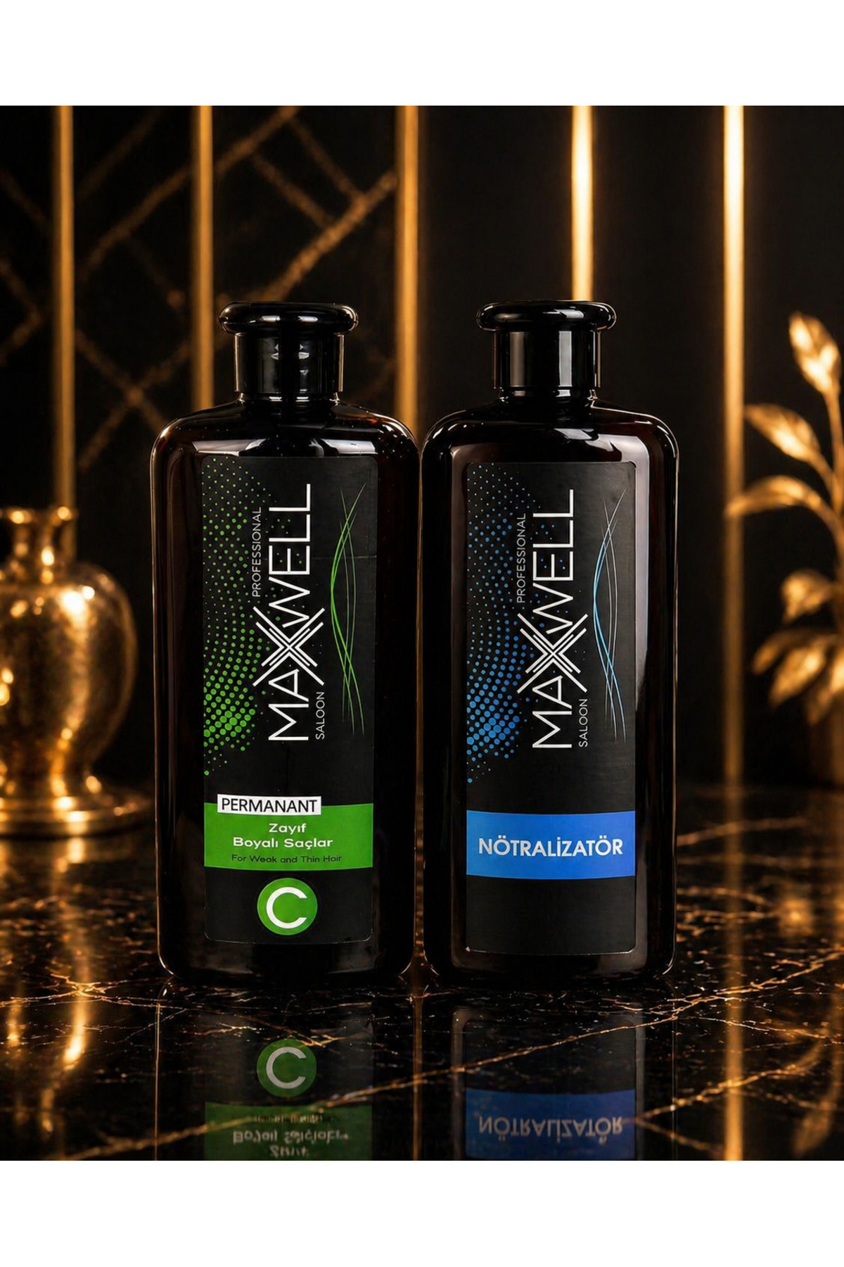 Maxwell Professional Hassas Perma Seti - Zayıf ve İnce Telli Saçlar İçin 500ml Perma (C) + 500ml Nötralizatör — mw014