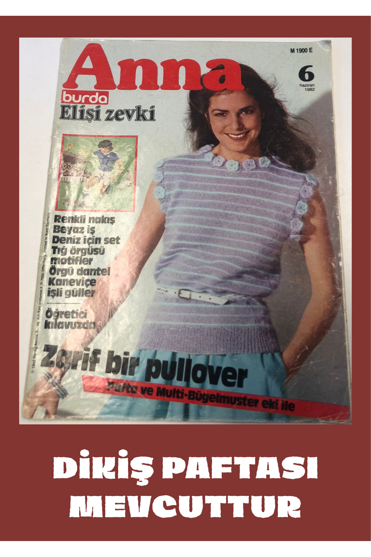 Kişisel Yayınlar BURDA MODEN DİKİŞ DERGİ 1982 HAZİRAN PAFTASI
