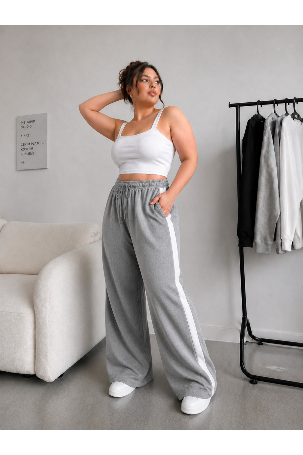 DAXİS Sportwear Company KADIN BAGGY BOL PAÇA ŞERİT DETAYLI EŞOFMAN ALTI görsel 3