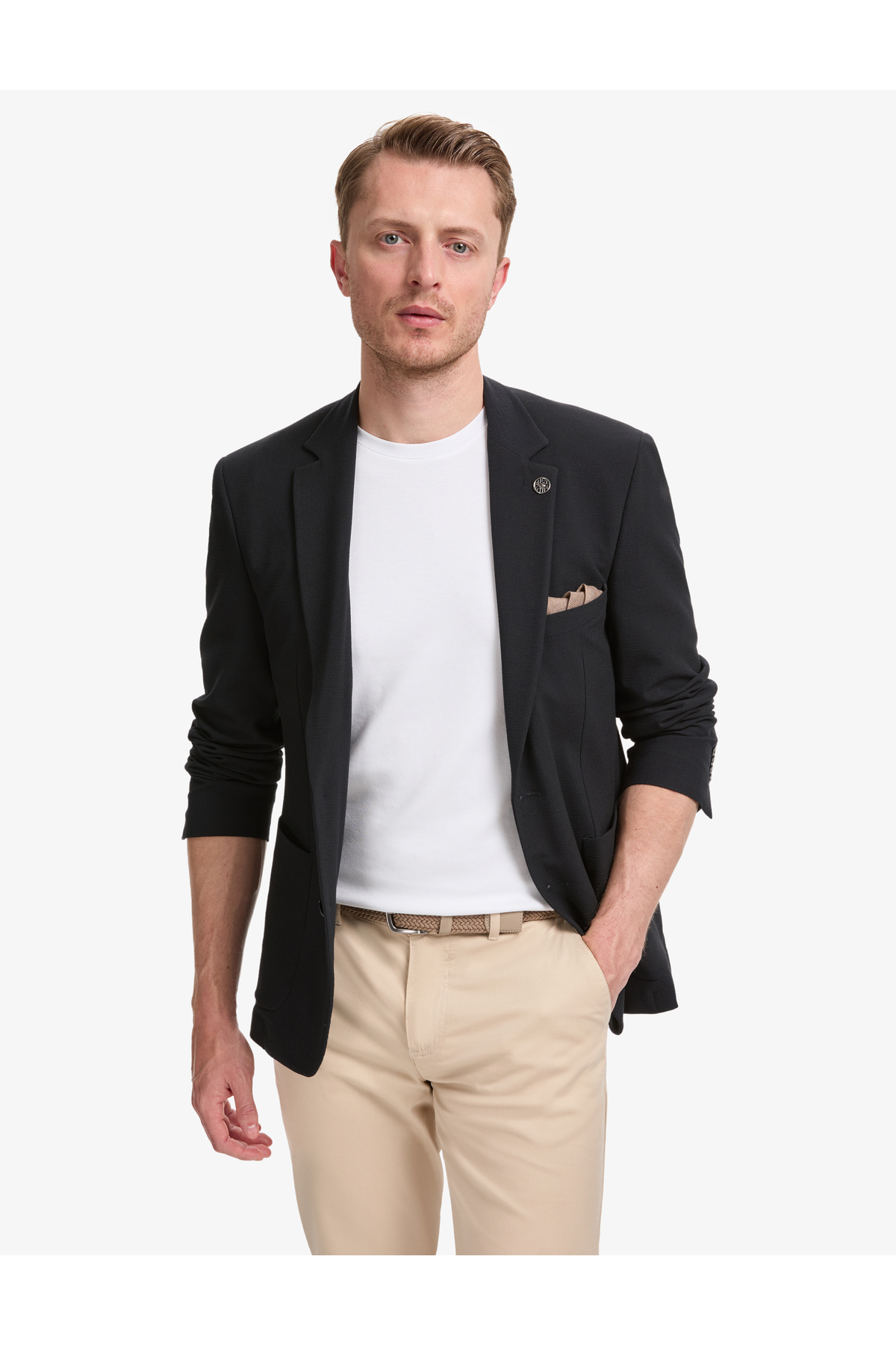 کاپشن سرمه‌ای بسیار باریک فیت 50324851-VR033 پیر کاردین کت بلیزر Pierre Cardin