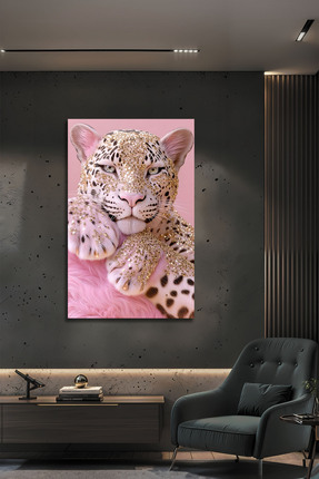 Parıltı Yayınları Şık Pırlanta Efektli Pembe Leopar Pırlanta 3D Görünüm Dekor...
